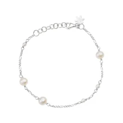 Susanne Friis Bjørner – Armbånd med hvite ferskvannsperler 1,4 mm – Figaro panser sølv