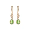 Susanne Friis Bjørner – Ørering (bøjle), 14 karat rødguld, brillant Cr SI2 0,02×6, dråbe facet 6×8 mm peridot (3424-5)