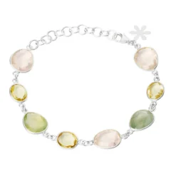 Susanne Friis Bjørner – Sølv armlenke med Rose quartz, Lemon quarts og phrenite