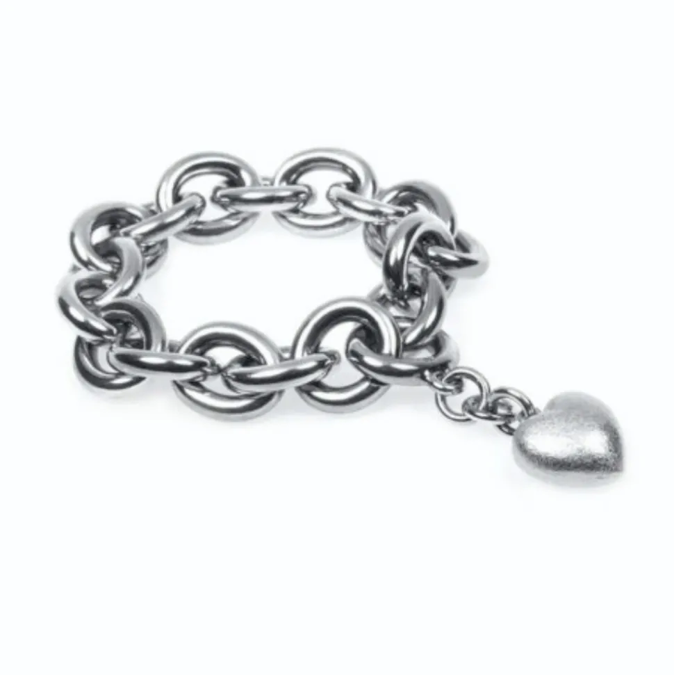 Van Bergen – Golden/Love Heart – Armbånd i oksidert sølv med hvitt gull