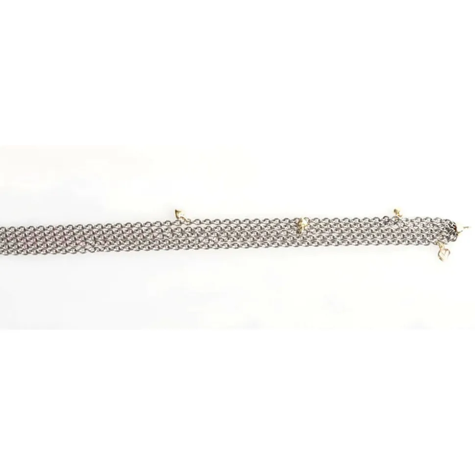 Van Bergen -Golden-Stål ankerkjede (tynn) 5 rader, med gult gull hjerter og detaljer-45 cm NB:Til lås