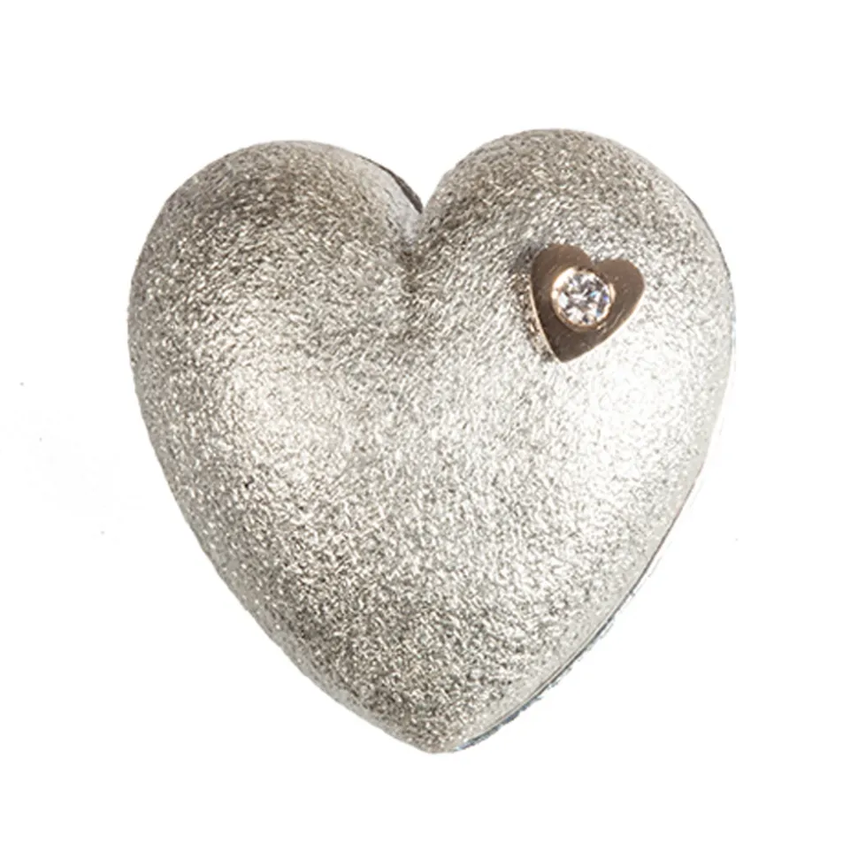 Van Bergen- Silver Heart-Smykkelås i sølv og hjerte i gult gull med diamant 0,03 ct TW/SI
