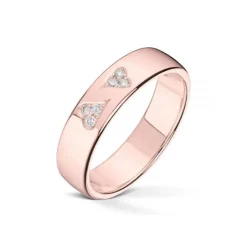 Wedding by Frisenberg – Giftering i rosegull – 5 mm bred – Totalt 0,06 ct TW/SI dimanter satt som 2 hjerter