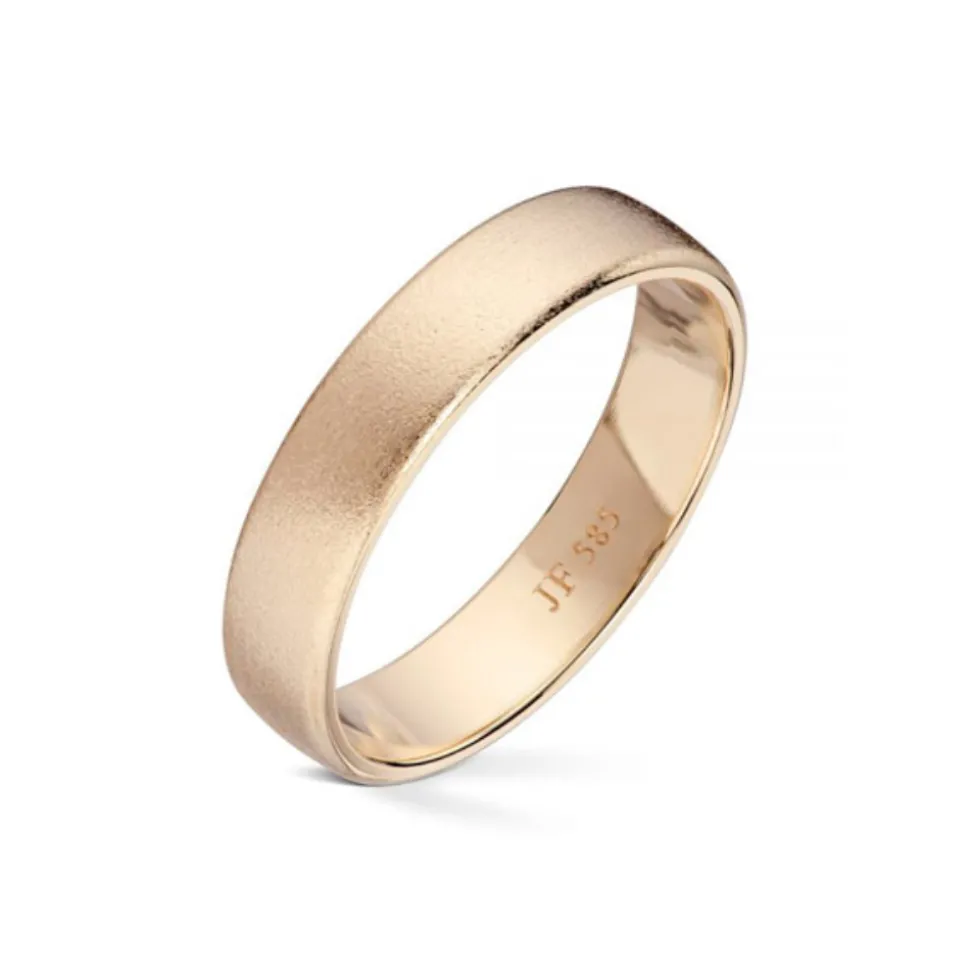 Wedding by Frisenberg – Giftering i gult gull – 5 mm bred-Børstet overflate