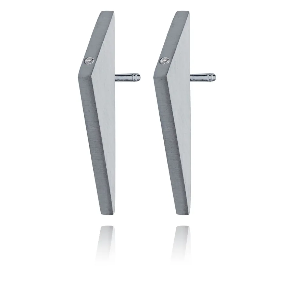 Wille Jewellery- Nordic- ørepynt -sølv-stor matt med diamant